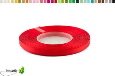 Produktbild von Satinband 6mm x 32m Rolle, Farbe:055 rot