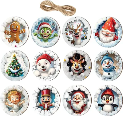 Produktbild von Weihnachtsschmuck aus Holz, süßer Schneemann, Weihnachtsmann, Rentier, Pinguin, Weihnachtsbaumschmuck für Weihnachten, Zuhause, Feiertagsparty-Zubehör