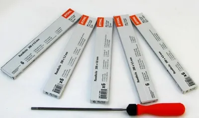 Produktbild von STIHL 5605 771 4006 Rundfeile 6 Stück für Sägeketten 4,0 mm mit 1 Kunststoff Feilenhalter  Stihl
