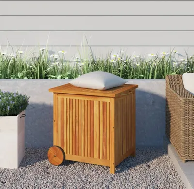 Immagine prodotto di The Living Store Cassapanca da giardino con rotelle 60x50x58 cm in legno massiccio di acacia