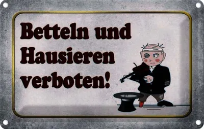 Produktbild von vianmo Blechschild 12x18 cm betteln Hausieren verboten Dekoration Spruch Zitat