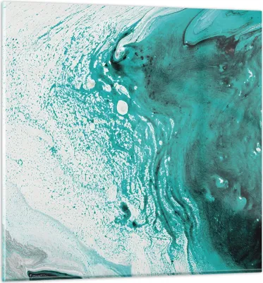 Produktbild von Bilder auf glas - Einteilig - Abstraktion Türkis Flüssigkeit - 70x70cm - Glasbilder - Wandbilder - Bilder - Wanddekoration aus Glas - Glas Bilder - Wandbild auf Glas - GAC70x70-4572