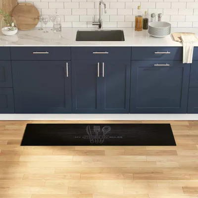 Produktbild von Küchen Teppich Schwarz 150 x 45 cm Samt
