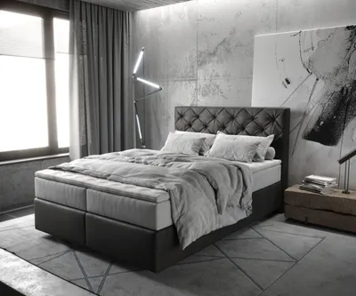 Produktbild von DELIFE Boxspringbett Dream-Great 140x200 cm Mikrofaser Anthrazit Vintage mit TFK Matratze und Visco Topper