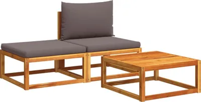Produktbild von vidaXL 3-tlg. Gartensofa-Set mit Kissen Holz Akazie & Rattan