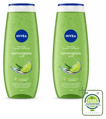 Image de 2 flacons de gel douche NIVEA, senteur citronnelle et huile, 500 ml chacun - Pack économique - 2 pièces