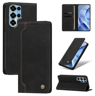 Produktbild von Handyhülle für Oukitel C68, Leder Wallet Klapphülle mit Standfunktion, Stoßfeste Schutzhülle Schwarz