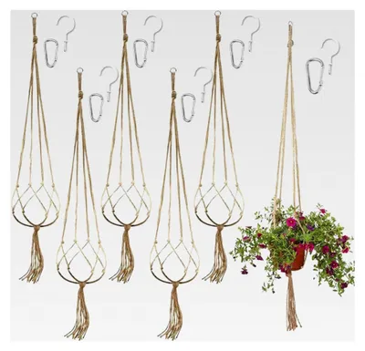 Produktbild von Makramee Pflanzenhänger, Blumenampel, Deko Innen Hängeampel, Pflanzen Aufhänger, Hängekorb Seil Blumentopf
