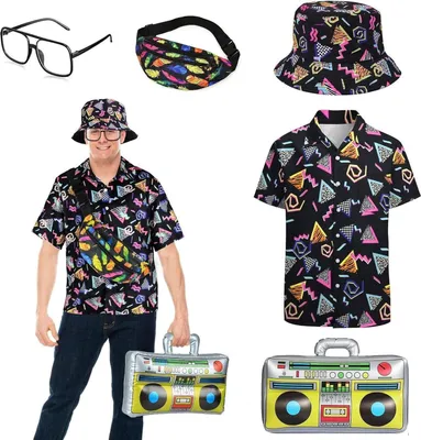 Obrázek produktu pro BIQIQI 80s Outfit Pánská sada Hip Hop Kostým XXL