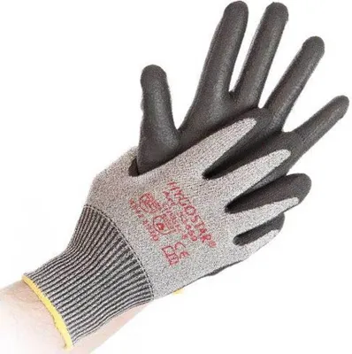 Image de Hygostar 33609 Schnittschutzhandschuhe Cut Safe grau/schwarz Gr. 11/XXLPolyuréthaneBeschichtung Trägermaterial Nylon