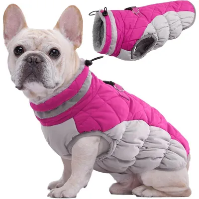 Produktbild von Hundemantel Winterweste Wasserdicht mit Geschirr Rosa Größe S