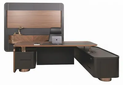 Produktbild von Modernes Büro-Set Exklusiver Chefschreibtisch Designer Fernsehwand