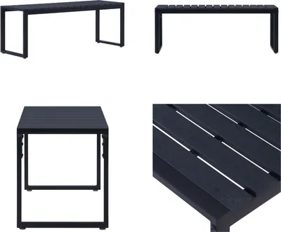 Image de vidaXL Banc de jardin 120,5 cm PS Plateau Noir - Banc de jardin - Banc de terrasse - Banc de terrasse