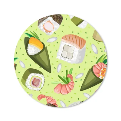Produktbild von MuchoWow® Mauspad Mousepad Muster - Sushi - Japan - Grün 20x20 cm - Mousepads - Maus Mat - Pad - Mausunterlage - Schreibtischmatte