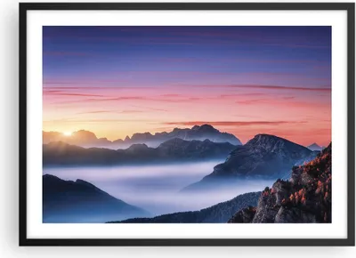 Produktbild von Gerahmtes Poster - Schwarzer Rahmen - Westen Sonne Berge - 70x50 cm - Wand Bild - Wanddeko - Wandbilder - Kunstposter - Wandposter - Bilderrahmen - Bilder - Kunstdruck - P2BAA70x50-4525