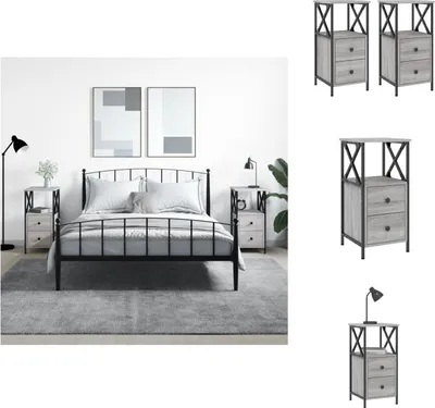Immagine prodotto di vidaXL Comodini 2 pz. Grigio Sonoma 34x35,5x70 cm Materiale a base di legno - Comodini