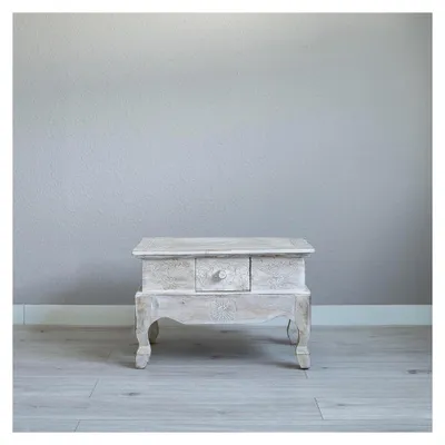 Produktbild von Opiumtisch mit Schublade – 60x40x40cm – Handgeschnitzter Beistelltisch aus Holz von Bali, bringt asiatischen Charme in Ihr Zuhause