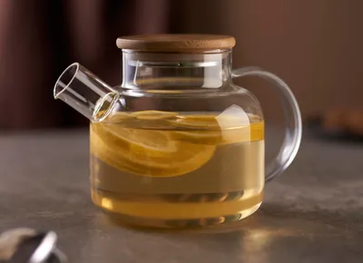 Produktbild von DAY Teekanne aus transparentem Glas, 1L, mit Bambusdeckel
