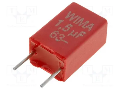 Produktbild von 5x Kondensator: Polyester 63VDC Rastermaß: 5mm 1,5uF 40VAC  10% 2C041501H00KSSD P