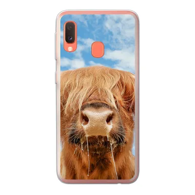 Produktbild von MuchoWow® Handyhülle Schutzhülle Hülle für Samsung Galaxy A20e Schottischer Highlander - Wolke - Tiere Silikon Softcase Handy Hülle - Abdeckung