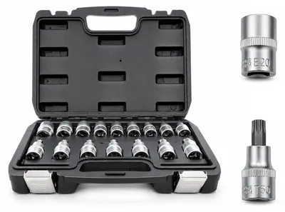 Produktbild von Bituxx Torx-Bit Torx-Stecknuss Satz 16tlg, schwarz, MS-13382