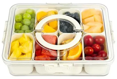 Produktbild von Snackdosen Organizer mit 8 Fächern - Luchtdicht für Snacks, Gemüse und Süßigkeiten - Modell B0D9Y4XGCB