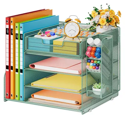 Produktbild von Büro-Organizer mit 4 Ebenen Papierfächern und Stifthalter