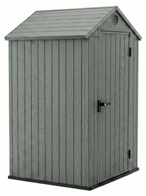 Produktbild von Darwin 4x4 - Gartenhaus 125,8x205x117 cm mit 1 Tür zur Werkzeugaufbewahrung, Holzoptik-Oberfläche Evotech+ aus grünem Kunstharz