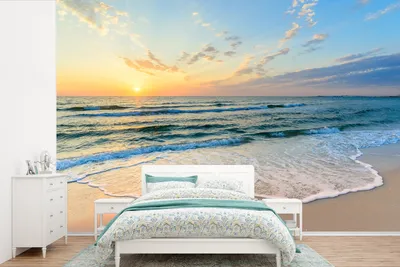 Produktbild von MuchoWow® Fototapete für Wohnzimmer oder Schlafzimmer Wandtapete Vinyl Motivtapete Strand - Meer - Sonnenuntergang - Golf - 420x280 cm - Zimmer für Kinder