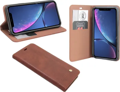 Immagine prodotto di iPhone XR custodia flip case marrone look pelle custodia protettiva