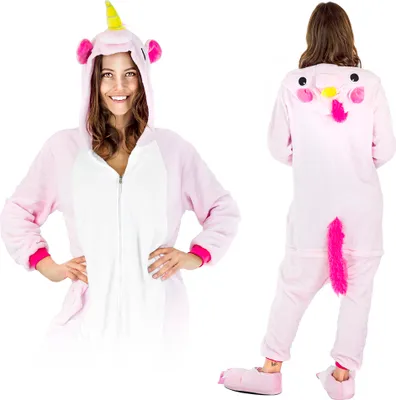 Obrázek produktu pro Dámský a pánský halloweenský kostým - jednodílné pyžamo Pink Pegasus - overal - karnevalové a pyžamové kostýmy pro dospělé, velikost M