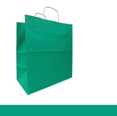Produktbild von 5x Papiertragetaschen grün 17,4 Liter max.10 kg mit Kordel - PODARI