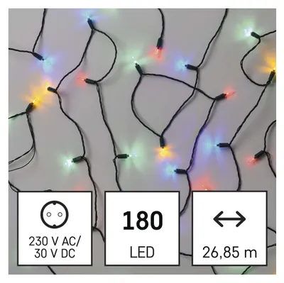 LED vánoční řetěz – tradiční, 26,85 m, venkovní i vnitřní, multicolor