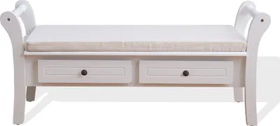 Produktbild von Rebecca Mobili Bank Polsterkissen 2 Schubladen Holz Weiß Shabby 47,5x108,5x40
