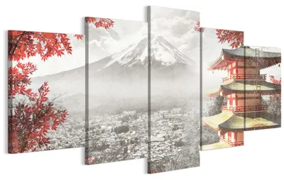 Image de LUMASOUL Tableau sur toile, avec motif naturel, tableaux avec paysage japonais, 100 x 50 cm