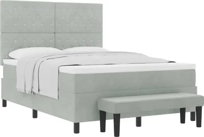 Immagine prodotto di Letto boxspring vidaXL con testiera, grigio chiaro, 190 x 140 cm, velluto