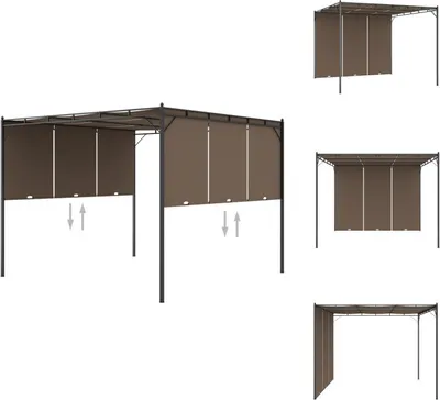 Produktbild von vidaXL Gartenpavillon mit Seitenvorhang 3x3x2,25 m Taupe -  Pavillons & Partyzelte