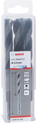 Immagine prodotto di Bosch PointTeQ HSS Twist Drill Hex 12 x 101 x 151 mm 5 pezzi ( 2608577549 ) it Metallo