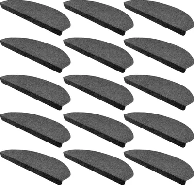 Produktbild von 15er SET StickandShine Stufenmatte in schwarz halbrund für Treppenstufen, Treppenstufenmatte zum aufkleben