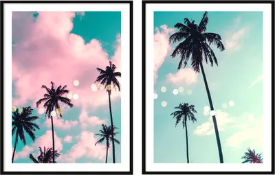 Obrázek produktu pro OBRAZOVÝ PLAKÁT V RÁMU 53x73cm Diptych se 2 obrazy Nebeské palmy P2084