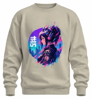 Obrázek produktu pro Cyberpunková anime mikina s motivem samurajky, Japonsko, styl Y2K, pro fanoušky, barva: přírodní, velikost XXL