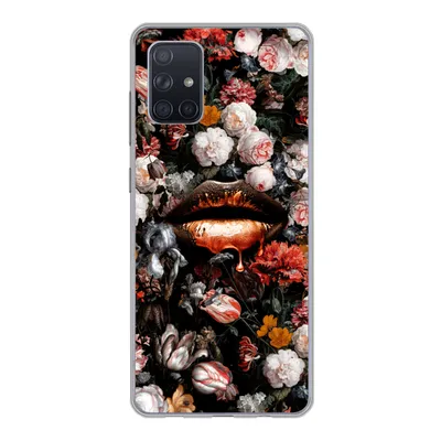 Produktbild von MuchoWow® Handyhülle Schutzhülle Hülle für Samsung Galaxy A51 Lippen - Blumen - Farbe - Orange - Kunst - Abstrakt - Alte Meister Silikon Softcase Handy Hülle - Schutzabdeckung