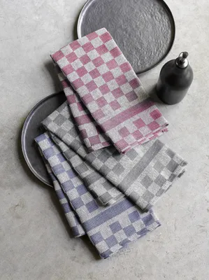 Produktbild von keukenhanddoek 65x70 cm Baumwolle weiss/grau 3 Stück