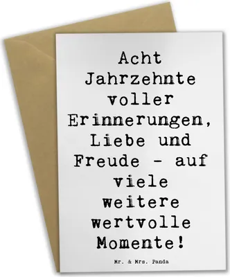 Produktbild von Mr. & Mrs. Panda Grußkarte Spruch 80. Geburtstag Erinnerungen - Weiß - Geschenk, weihnachtskarten, Wertschätzung, gemeinsame Erlebnisse, Zuneigung, Alter, Grußkarten