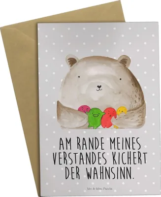 Produktbild von Mr. & Mrs. Panda Grußkarte Bär Gefühl - Grau Pastell - Geschenk, Durchgedreht, Klappkarte, hochzeitskarten, einladungskarten, osterkarte, Teddy, Verrückt, Wahnsinn