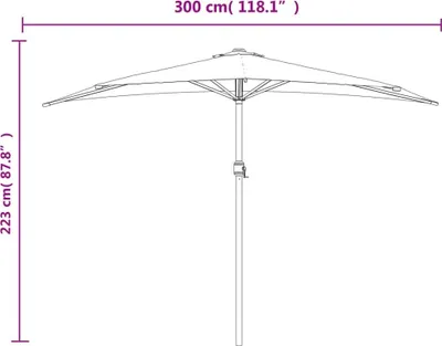 Immagine prodotto di vidaXL Ombrellone da balcone con palo in alluminio antracite 300x155 cm semicircolare