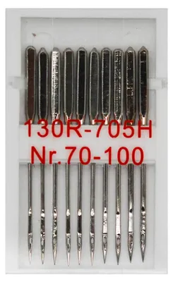 10 Standard Nähmaschinennadeln Flachkolben 130R/705H, Nr. 70-100