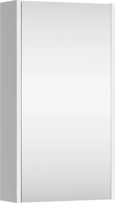A white bathroom cabinet with a mirrored door.