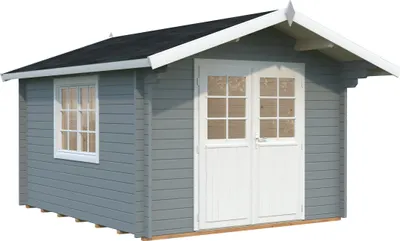 Produktbild von Gartenhaus Palmako Sally 10,2 m² inkl. Fußboden 362 x 440 cm hellgrau-weiß