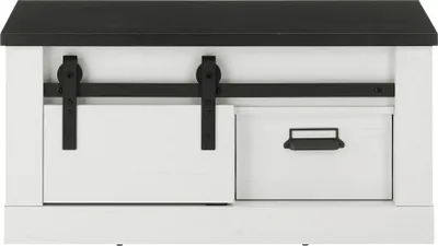 Produktbild von Garderobenbank SHELTON-61 in Pinie weiß Nb. mit anthrazit, B/H/T: ca. 93/46/43 cm